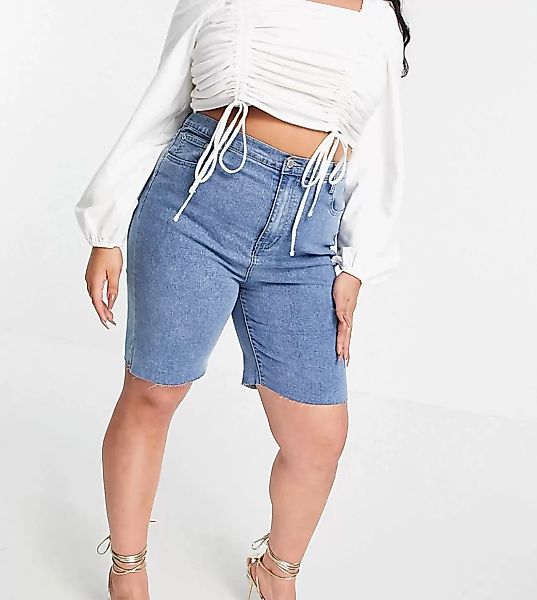 In The Style Plus x Olivia Bowen – Exklusive abgeschnittene Longline-Shorts günstig online kaufen