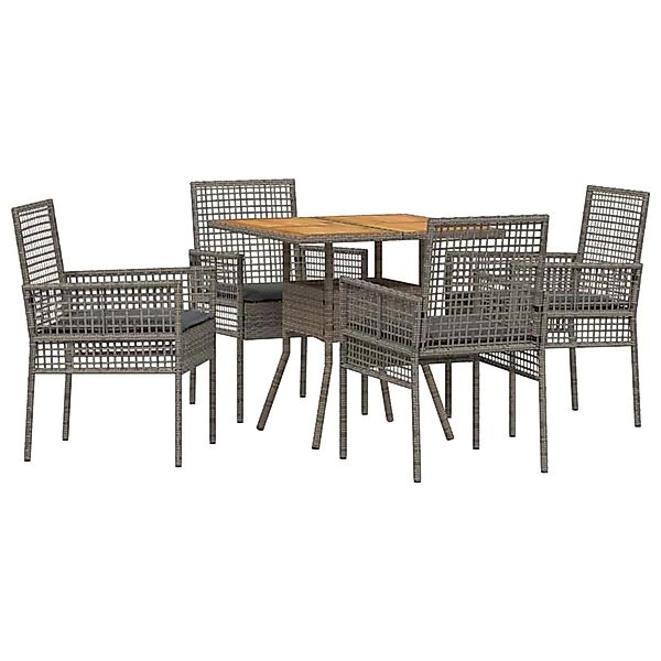 vidaXL Garten Essgruppe 5-Tlg Grau Poly Rattan 3334938 günstig online kaufen