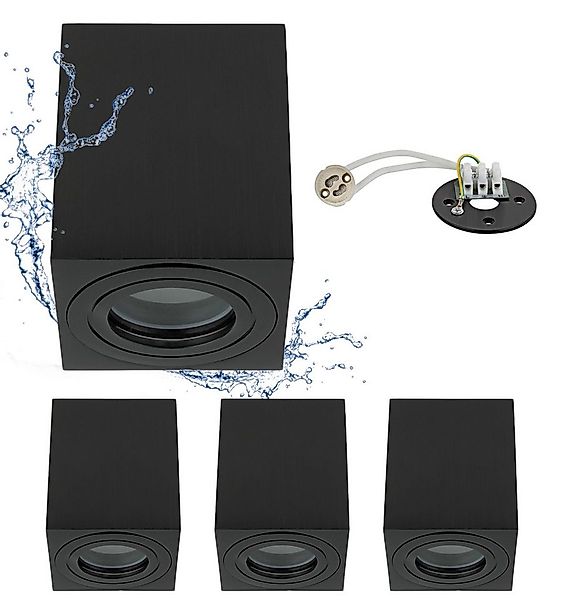 Sweet LED Aufbauleuchte 4er Set GU10 für Bad & Küche IP44 Deckenspots eckig günstig online kaufen