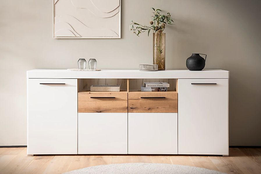 Home affaire Sideboard "Salerno, moderner Schrank, Highboard in Weiß mit Ei günstig online kaufen