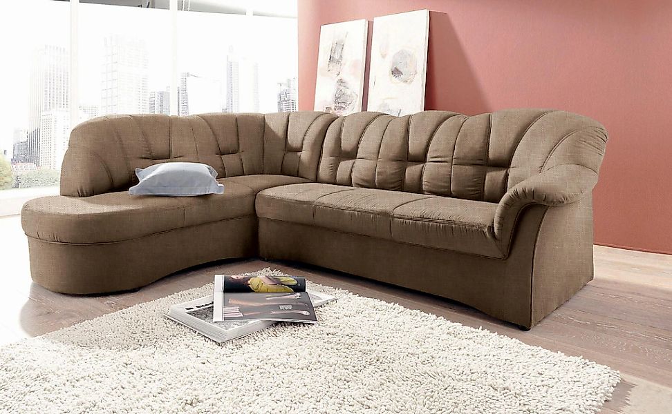 DOMO collection Ecksofa "Papenburg, zeitlose Rückensteppung, elegante Armle günstig online kaufen