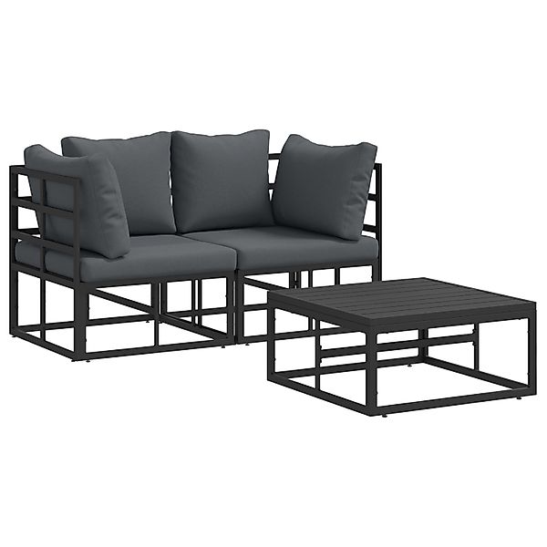 vidaXL Garten-Sofa-Set mit Kissen 3-Tlg Schwarz Aluminium 3378839 günstig online kaufen