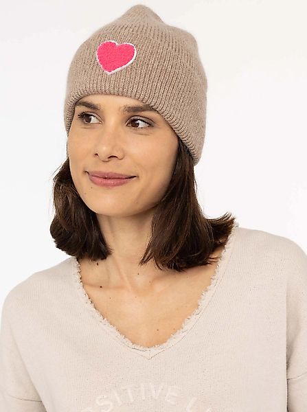 Zwillingsherz Beanie ""Heart Patch"", Grobstrick, Herzmotiv,Wollanteil, bre günstig online kaufen