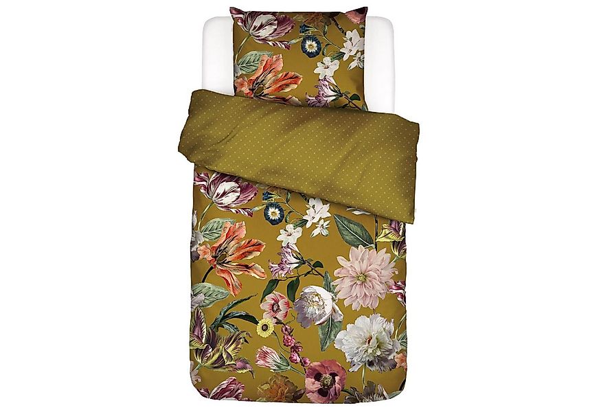 Essenza Bettwäsche Filou Olive Satin, Satin, 2 teilig, Blumen, Rosen, Dahli günstig online kaufen