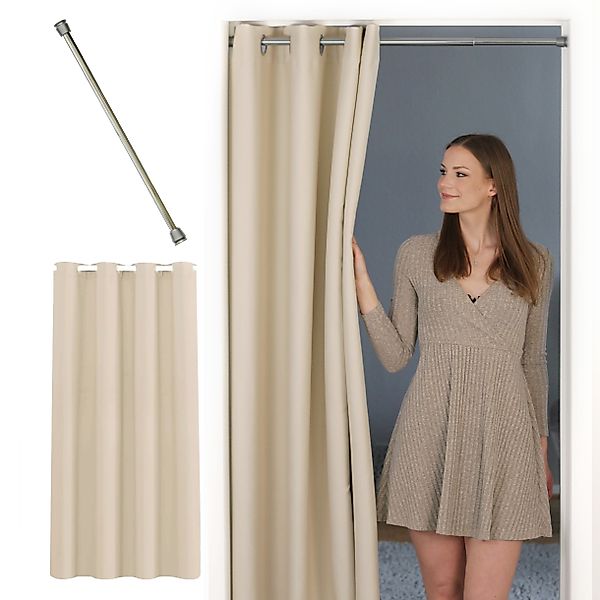 tinycurtains Türvorhang mit Stange silber 70-120 günstig online kaufen