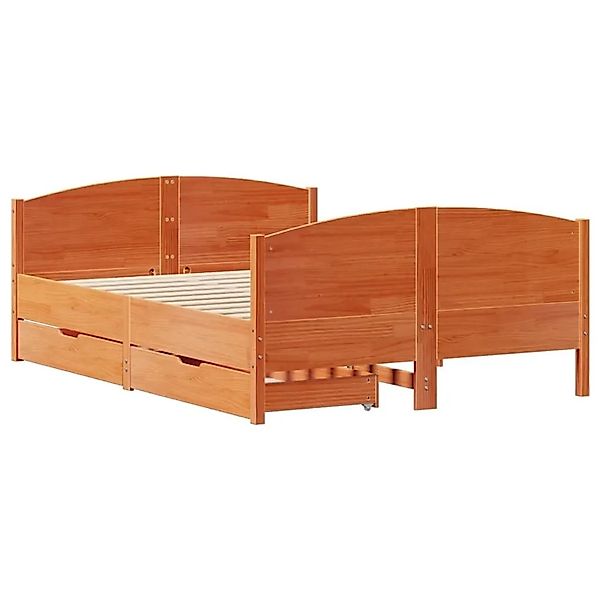 vidaXL Massivholzbett ohne Matratze Wachsbraun 120x190 cm Kiefernholz 33018 günstig online kaufen