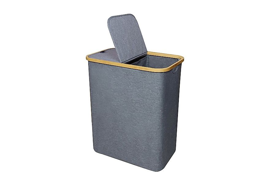 Bestlivings Wäschekorb mit Bambusrahmen inkl. 2 Fächern 54x34x65 cm, 120L, günstig online kaufen