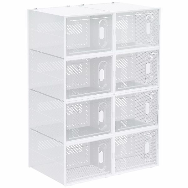 HOMCOM 8er Set Schuhboxen, Schuh-Organizer mit magnetischen Türen, Schuhkar günstig online kaufen