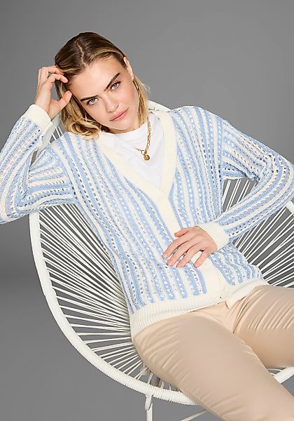 Laura Scott Ajourstrickjacke, mit Streifen günstig online kaufen
