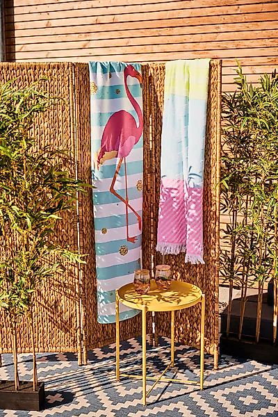 done.® Strandtuch »Flamingo« gestreift & Motiv, mit Reisverschluss-Tasche f günstig online kaufen