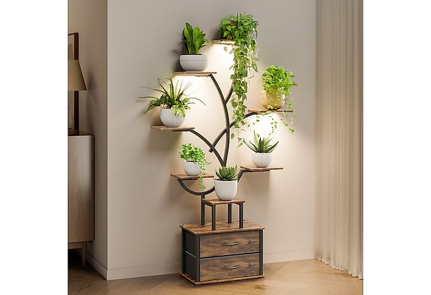 Mondeer Blumenständer Pflanzenständer, mit LED-Pflanzenlampe, 9 Etagen, 2 S günstig online kaufen