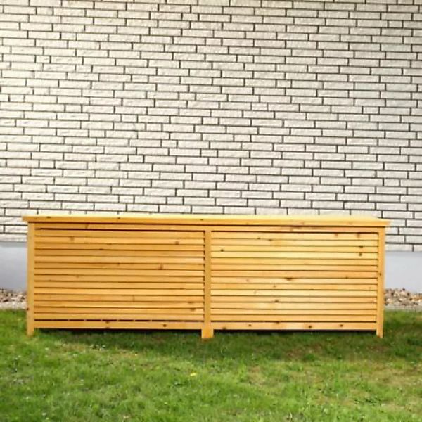 Mucola Holztruhe Auflagenbox Sitzbank 170x58x50cm Naturholz in Braun Kissen günstig online kaufen