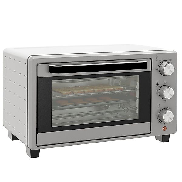 HOMCOM Minibackofen 21L mit 1 Drahtgestell 1 Backblech 3 Kochmodi Glas Silb günstig online kaufen