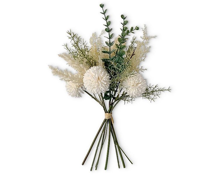 Kunstblume Kunstblumen-Strauß creme-weiß mit Dahlien Eukalyptus wie echt Wi günstig online kaufen