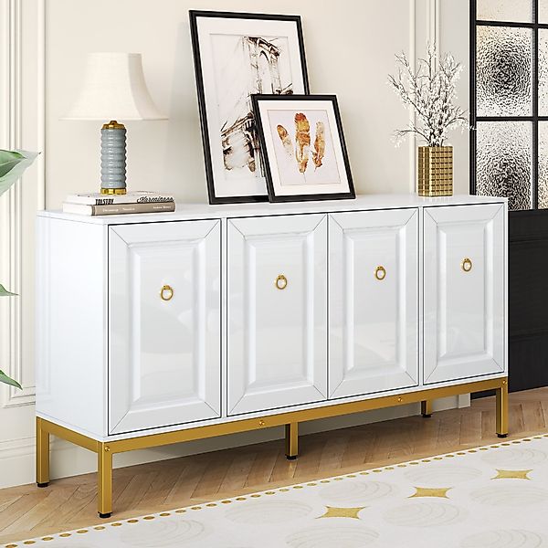 Merax Sideboard hochglanz Aufbewahrungsschrank mit goldenen günstig online kaufen