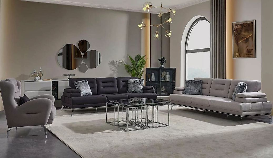 JVmoebel Sofa, Luxus Sofagarnitur 331 Sitzer Dreisitzer Sofa Sessel Stoff G günstig online kaufen