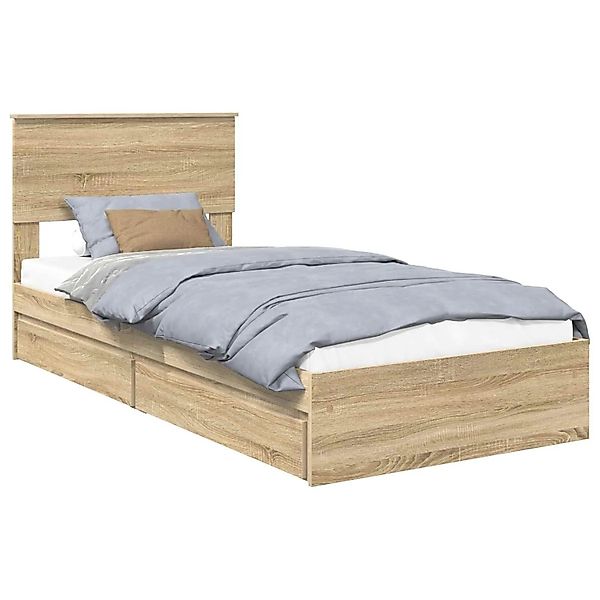 vidaXL Stauraumbett Sonoma-Eiche 100 x 200 cm Holzwerkstoff 3408489 günstig online kaufen