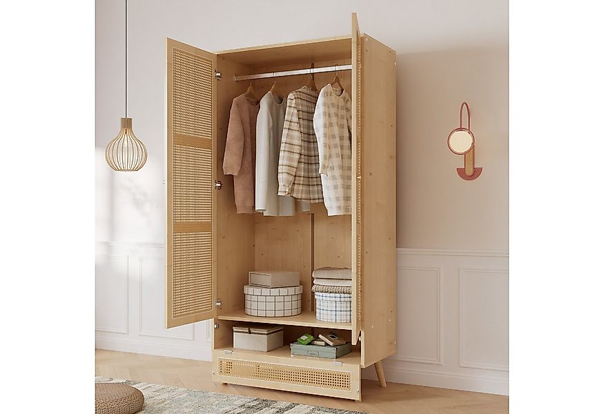 Flieks Kleiderschrank 2-türiger Schrank mit Stange und unterem Flip-Top-Dec günstig online kaufen