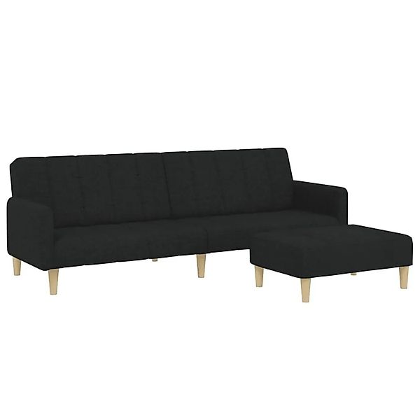 vidaXL Schlafsofa 2-Sitzer mit Fußhocker Schwarz Stoff 3258090 günstig online kaufen