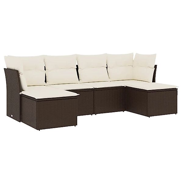 vidaXL 6-Tlg Garten-Sofagarnitur mit Kissen Braun Poly Rattan 3218013 günstig online kaufen