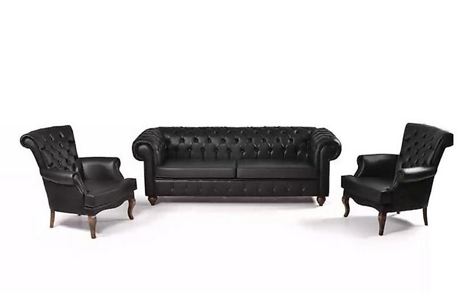 Xlmoebel Sofa Schwarze Chesterfield Sofa-Set Vollständige Büromöbel Moderne günstig online kaufen