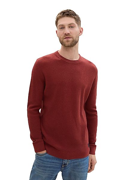 Tom Tailor Herren Rundhals Pullover STRUCTURED CREWNECK COTTON - Regular Fi günstig online kaufen