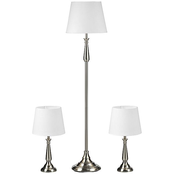 HOMCOM Lampenset Vintage-Design 3er-Set mit 2 Tischlampen und 1 Stehlampe E günstig online kaufen