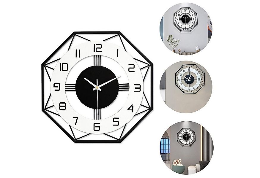 POPOLIC Wanduhr Quarzuhr, Wanduhr Metall große Wanduhren Decor Silent Wall günstig online kaufen