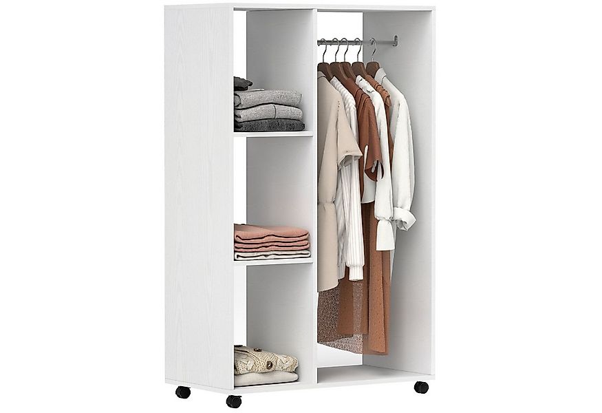 HOMCOM Garderobenschrank Kleiderschrank auf Rollen mit 1 Kleiderstange, 3 R günstig online kaufen
