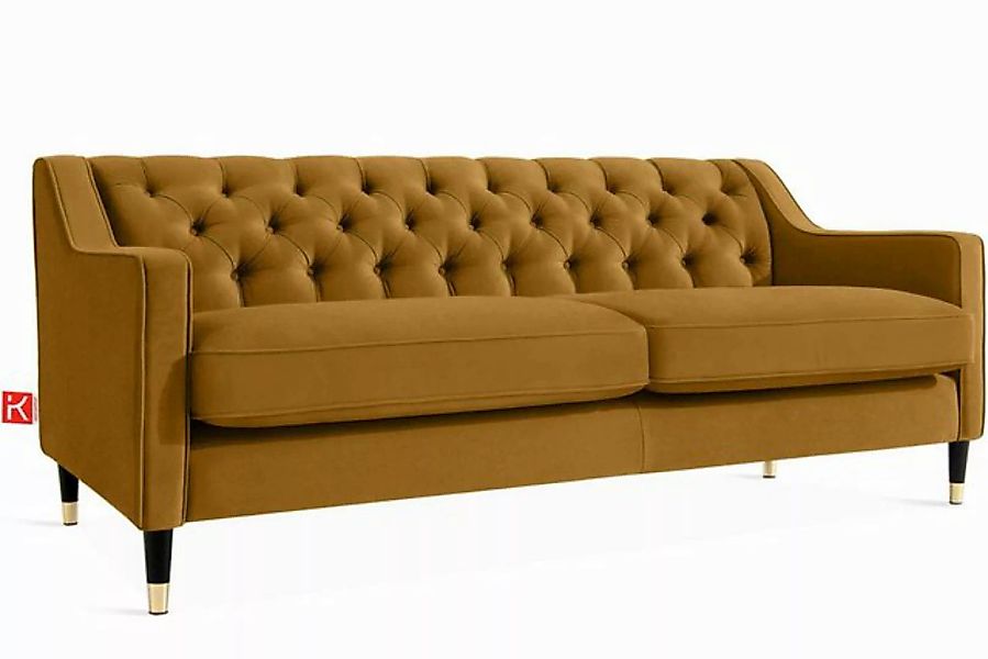 KONSIMO Chesterfield-Sofa NOMUS 3-Sitzer Sofa, hohe Beine, gewellte Feder, günstig online kaufen