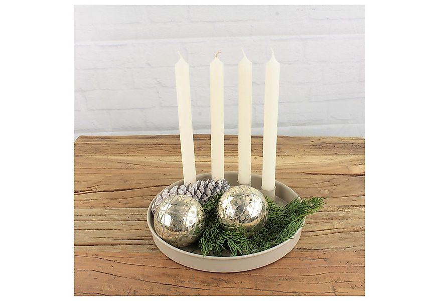 Macosa Home Adventskranz Kerzenteller rund Taupe Metall 25 cm modern Kerzen günstig online kaufen