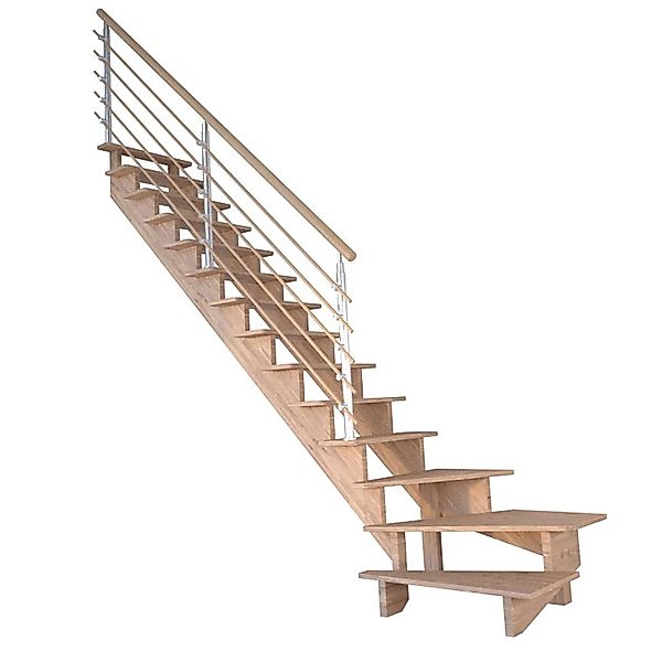 Treppe Lindos Pro Eiche Gew. L 80 cm Design-Geländer-Holzstäbe FSC® günstig online kaufen