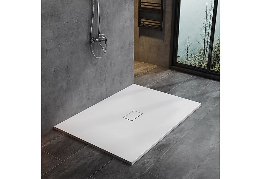 WITEN&NOCK Duschwanne SMC Duschtasse Extraflach Steinoptik Anti-Rutsch, Wei günstig online kaufen