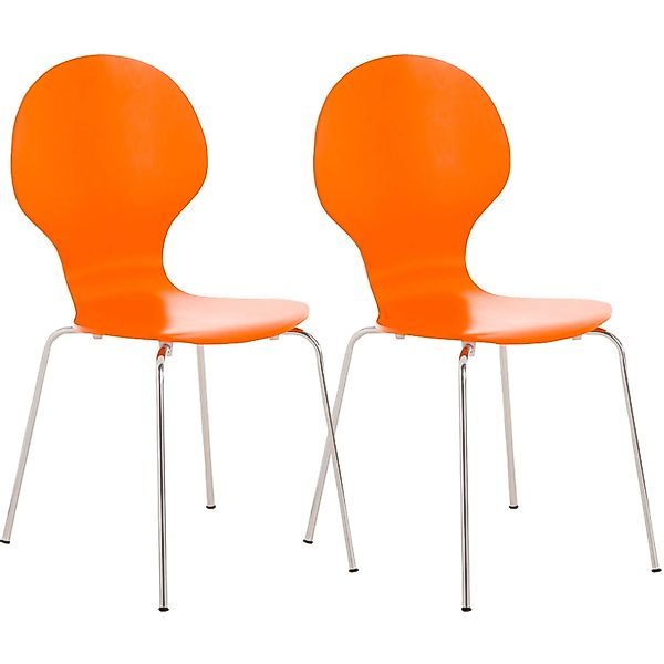 DELUKE 2er Set Besucherstuhl ATHENS Holz Orange 43x45x86cm Konferenzstuhl W günstig online kaufen
