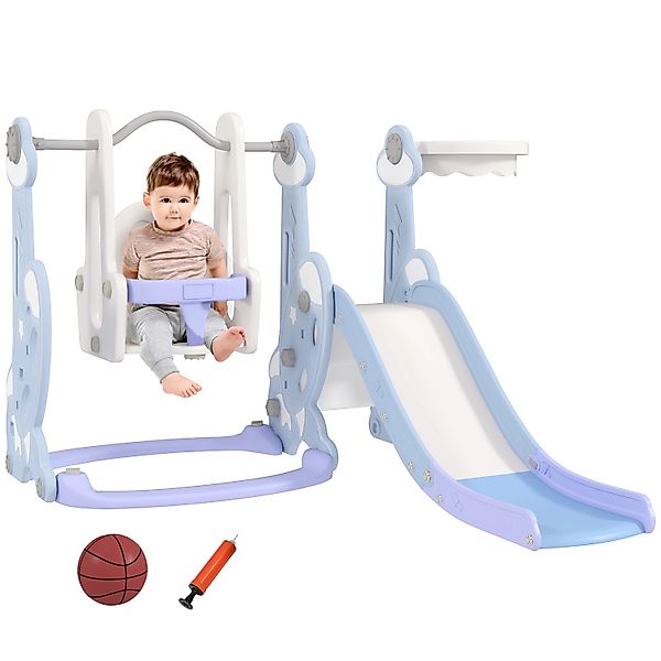 AIYAPLAY Kinderschaukel mit Rutsche  Kunststoff Hellblau 160L x 147,5B x 10 günstig online kaufen