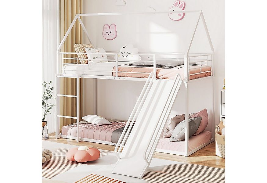 COSTWAY Hochbett Etagenbett, Kinderbett, mit Rutsche & Leiter, 90x200cm günstig online kaufen