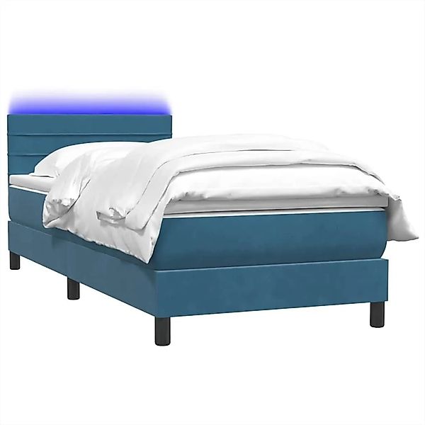 vidaXL Boxspringbett mit Matratze und LED Dunkelblau 80x210 cm Samt 3316957 günstig online kaufen