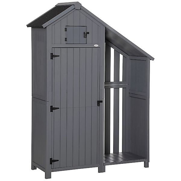 Outsunny Gartenschrank Giebeldach 129 x 51,5 x 180 cm Grau Schwarz günstig online kaufen