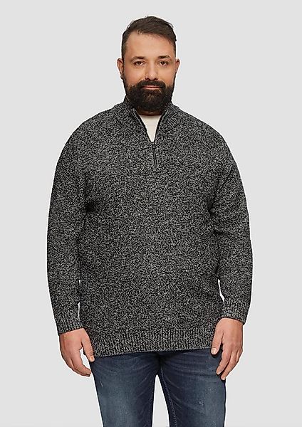 s.Oliver Longpullover Strickpullover Pullover mit Troyer-Kragen in Melange- günstig online kaufen