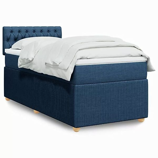 vidaXL Boxspringbett, Boxspringbett mit Matratze Blau 90x190 cm Stoff günstig online kaufen