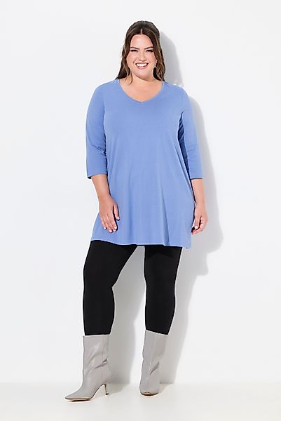 Ulla Popken Longshirt Longshirt A-Linie V-Ausschnitt günstig online kaufen