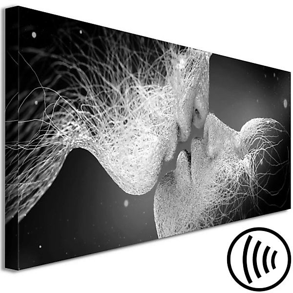 Bild auf Leinwand Überirdischer Kuss - moderne Schwarz-Weiß-Abstraktion XXL günstig online kaufen