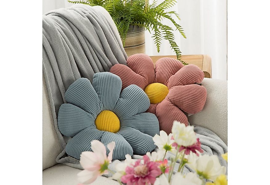 Eurofirany Dekokissen Flower Blumenkissen Kinderzimmer Rosa Blau Beige Kiss günstig online kaufen