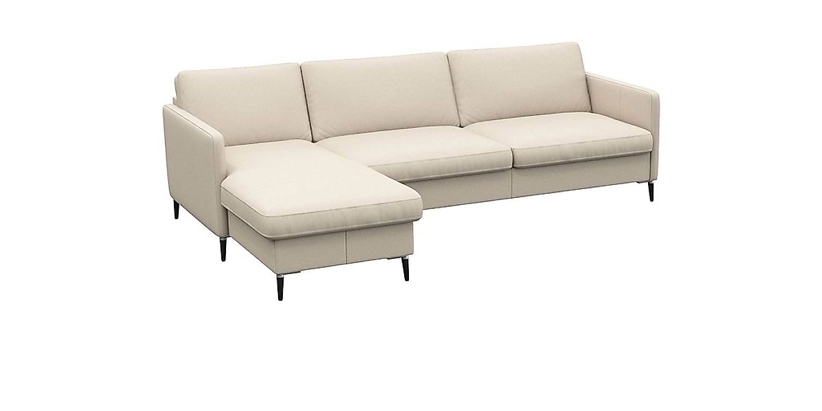 FLEXLUX Ecksofa »Fiore, L-Form«, schmale Armlehnen, Kaltschaum, Füße Alu+sc günstig online kaufen
