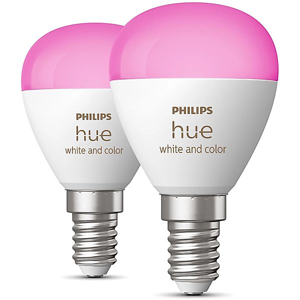Philips Hue LED-Leuchtmittel E14 White & Color Ambi. Luster Tropfenform 2er günstig online kaufen