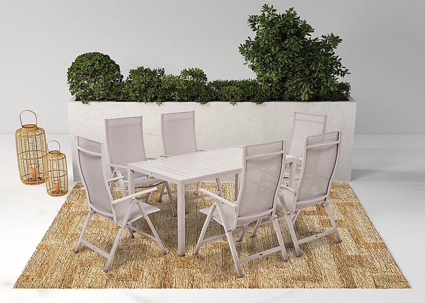KONIFERA Garten-Essgruppe "Messina" 6x Sessel, 1x Tisch 160x90x74 cm, Alumi günstig online kaufen