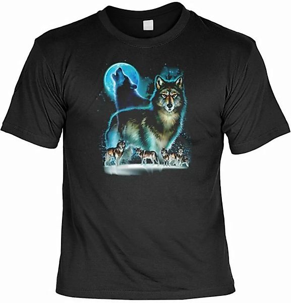 Tini - Shirts Print-Shirt Wolfsrudel heulender Wolf im Mond Tshirt : Wolf M günstig online kaufen