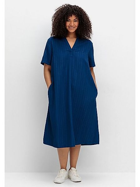 Sheego Sommerkleid Große Größen mit Polokragen, in Längsstruktur günstig online kaufen