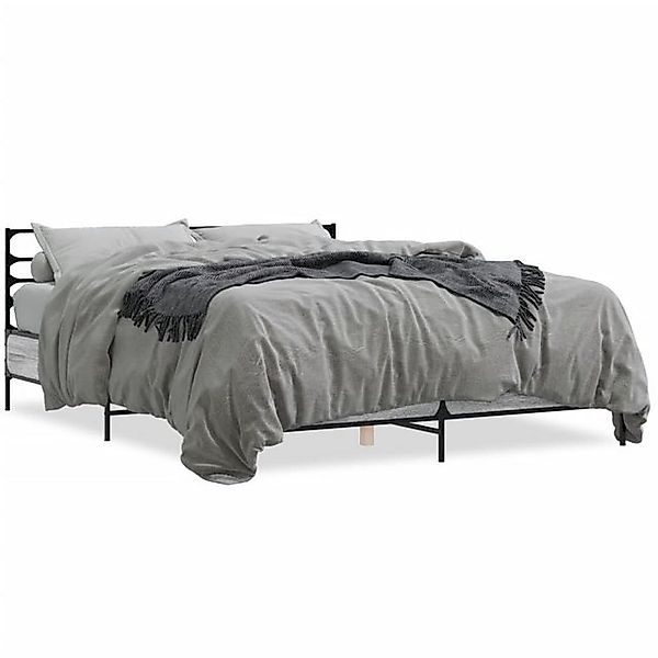 vidaXL Bettgestell, Bettrahmen Grau Sonoma 150x200 cm Holzwerkstoff und Met günstig online kaufen
