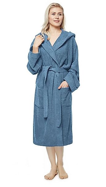 Arus Damenbademantel Pandora, waden lang, mit Kapuze, 100% Baumwolle, für S günstig online kaufen